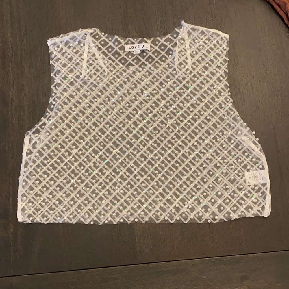 Mesh Pearl Top